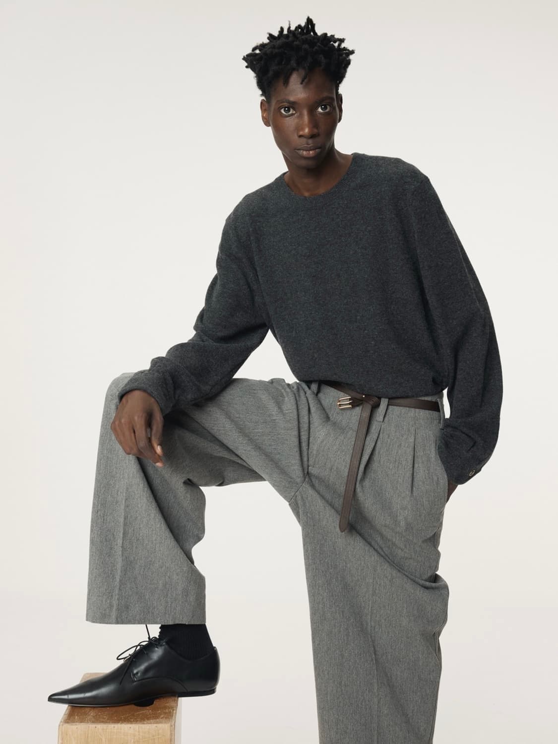 렉토 커프스 니트 차콜 S 상품이미지1