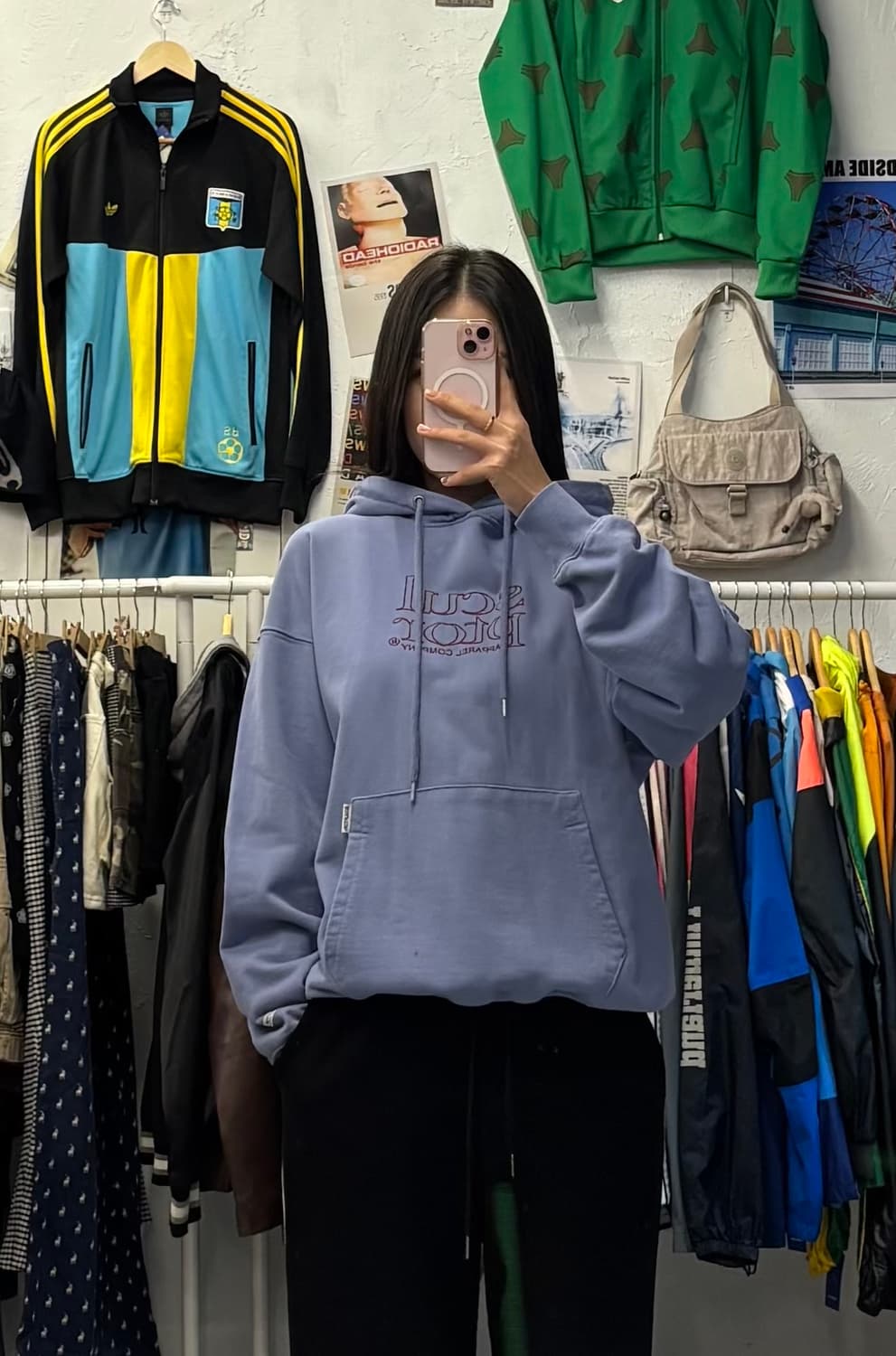 스컬프터 로고 레트로 블루 후드티 S 상품이미지1