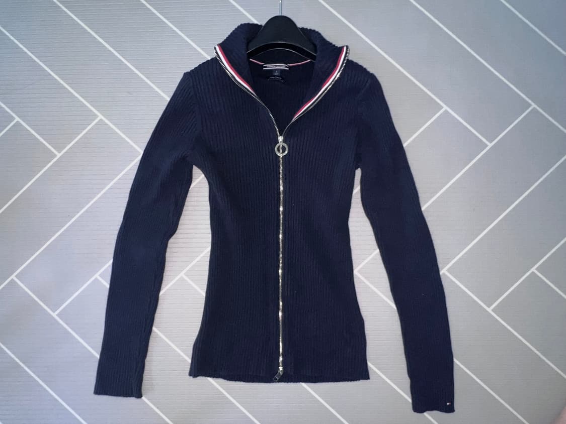 타미힐피거 네이비 니트 슬림핏 니트 집업 상품이미지1