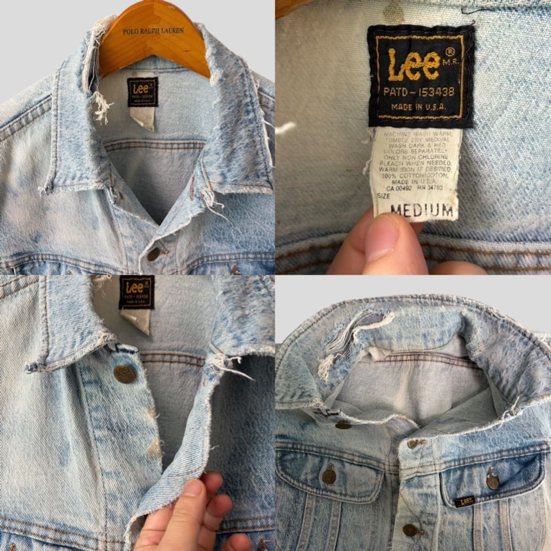 (M)70s Lee 리 빈티지 데님 베스트  상품이미지3