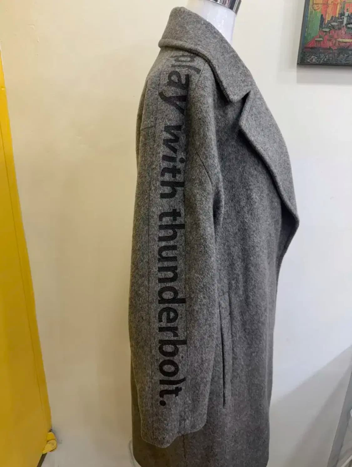 PLA 플라스틱아일랜드 울90 레터링 오버핏코트 상품이미지4