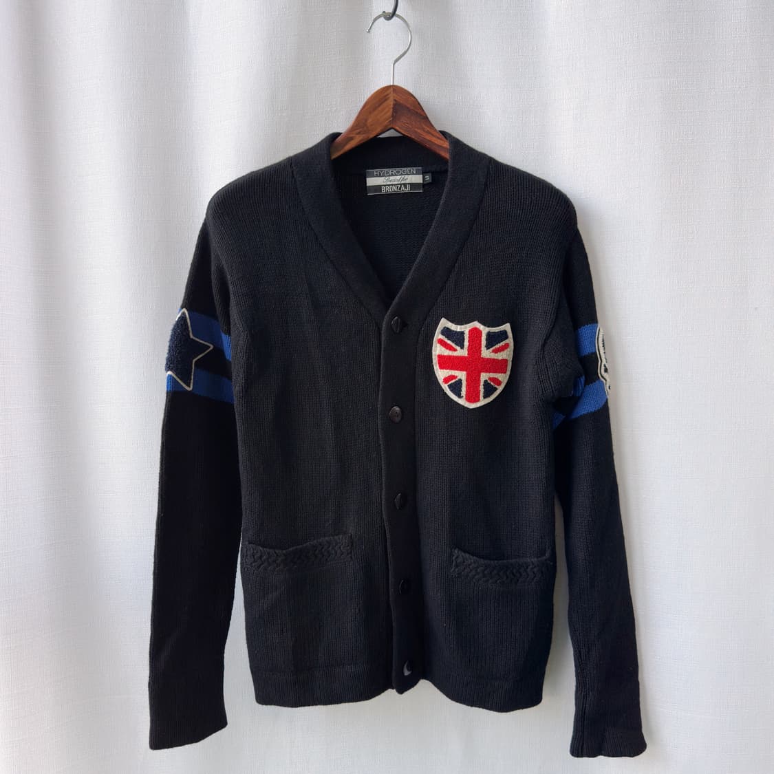 하이드로겐 bronzaji 스컬 유니언잭 패치 울 가디건 블랙 S 상품이미지1