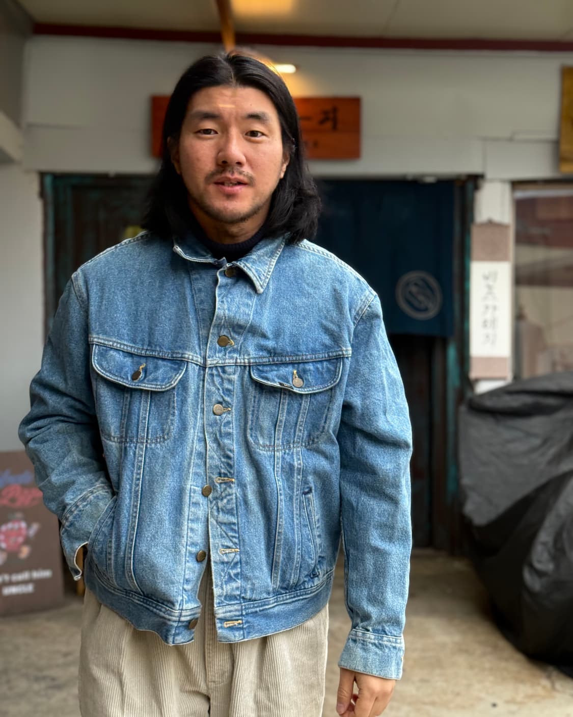 80's Lee x 하드록 카페 데님 트러커 자켓 L 상품이미지7