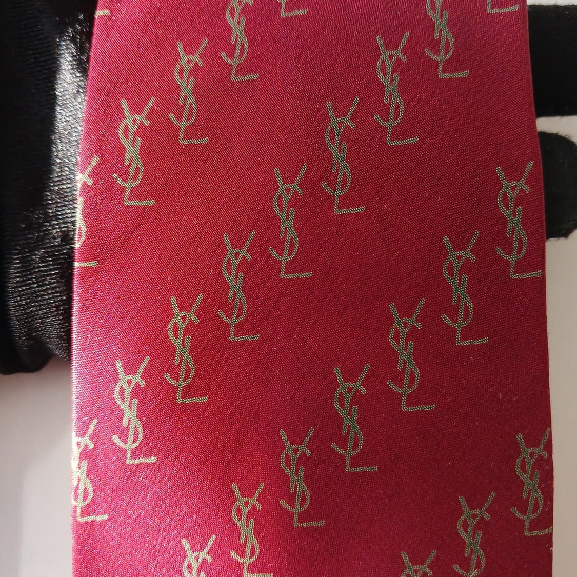 입생로랑 실크 레드 로고 패턴 슬림 넥타이 7.8cm B등급 A18867 상품이미지8