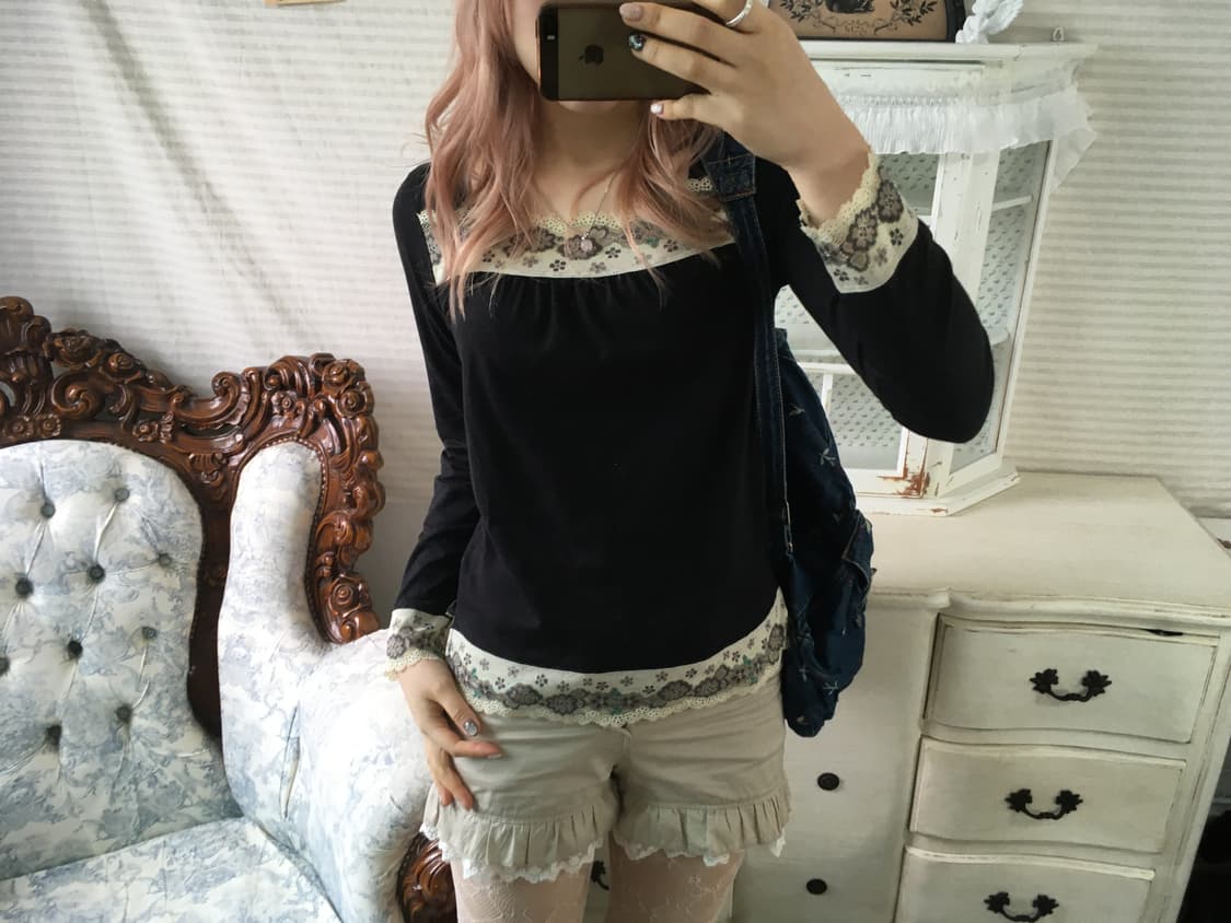 일본빈티지 모리 레이스 롱슬리브 상품이미지1