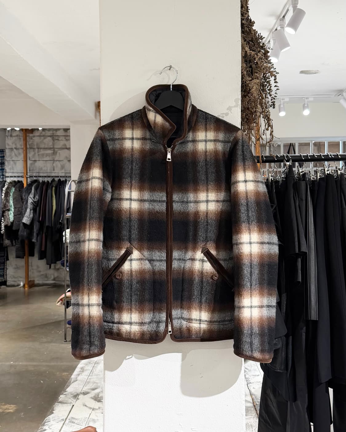 넘버나인 브라운 체크 리버서블 자켓 상품이미지1