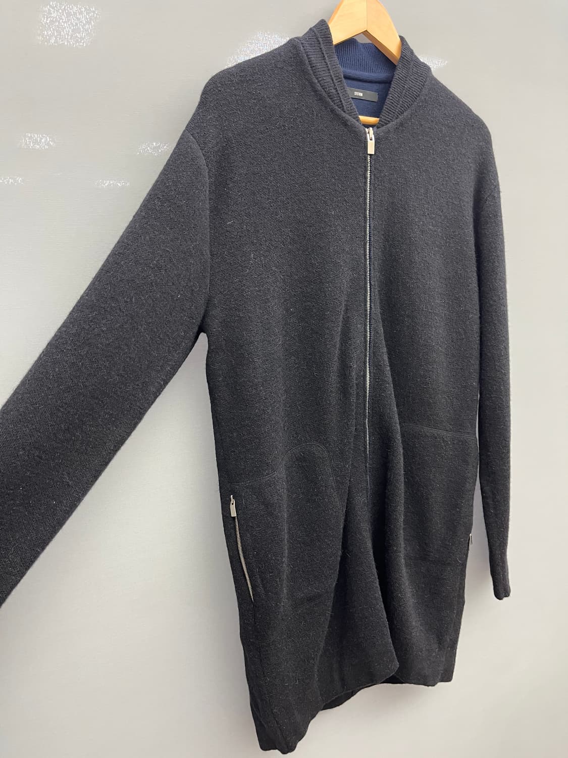 SYSTEM 시스템옴므 울 블랙 집업 가디건 상품이미지3