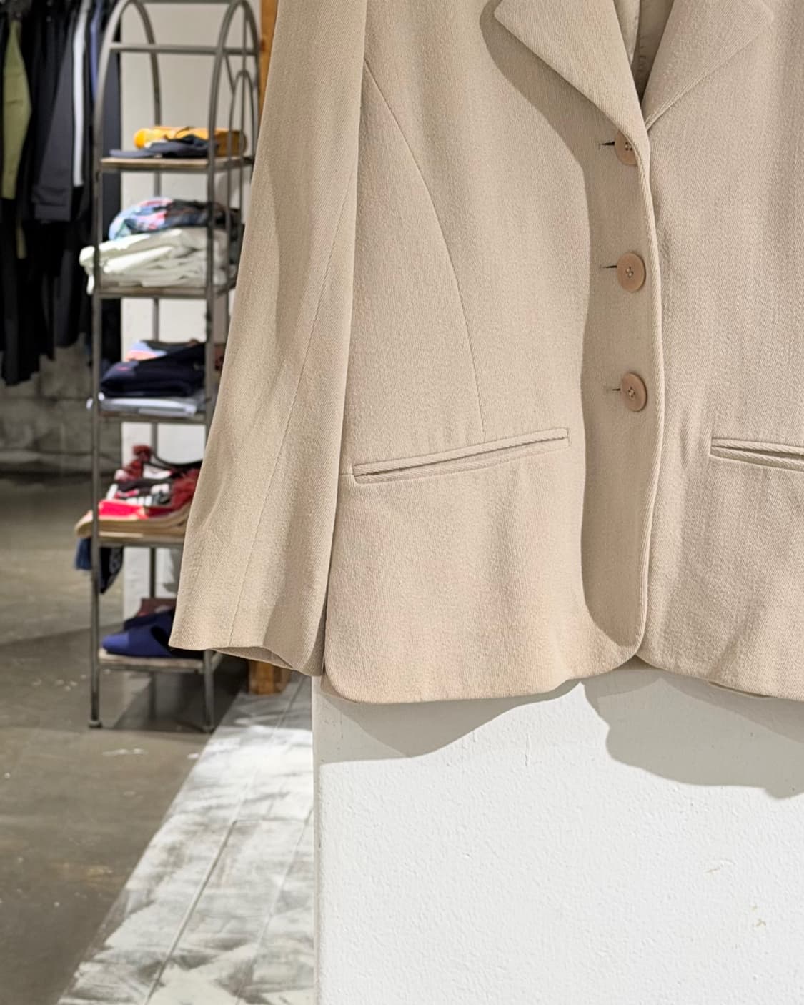 셀린느 라이트 베이지 싱글 브레스트 베이직 자켓 상품이미지5