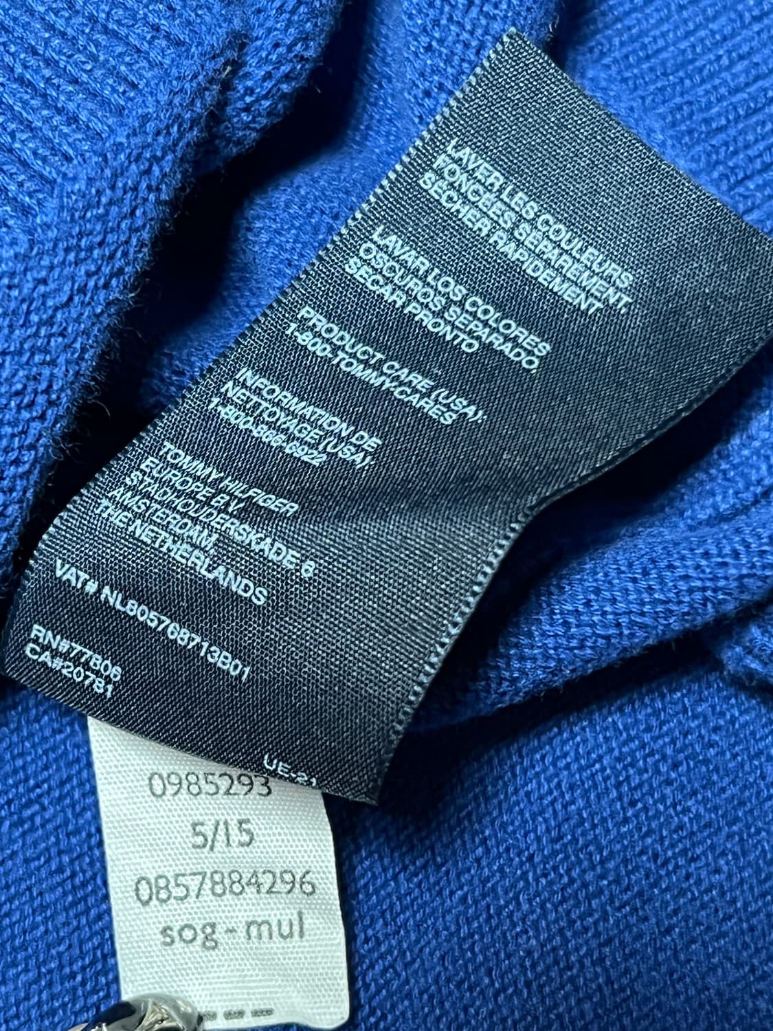 타미힐피거 피마코튼 반집업 니트 L 블루 상품이미지5