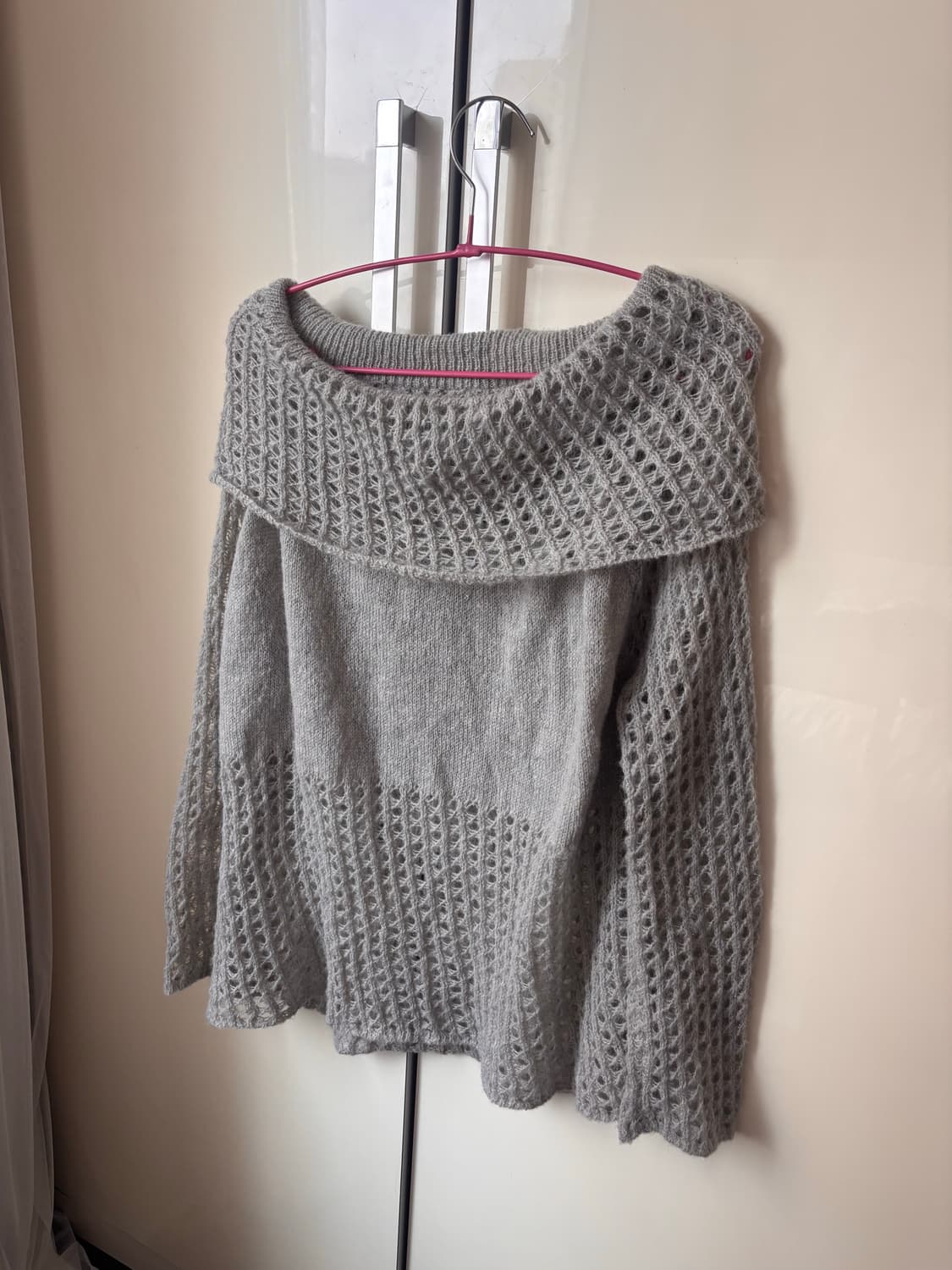 빈티지 Y2K 오프숄더 실버 니트 상품이미지3