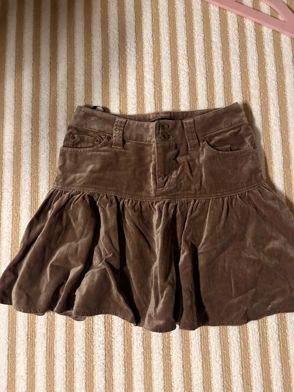 일본 빈티지 브라운 벨벳 미니 스커트 y2k 갸루 상품이미지1