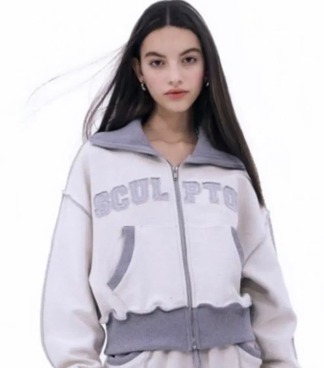 스컬프터 인사이드 아웃 후드집업 크롭 그레이 상품이미지1