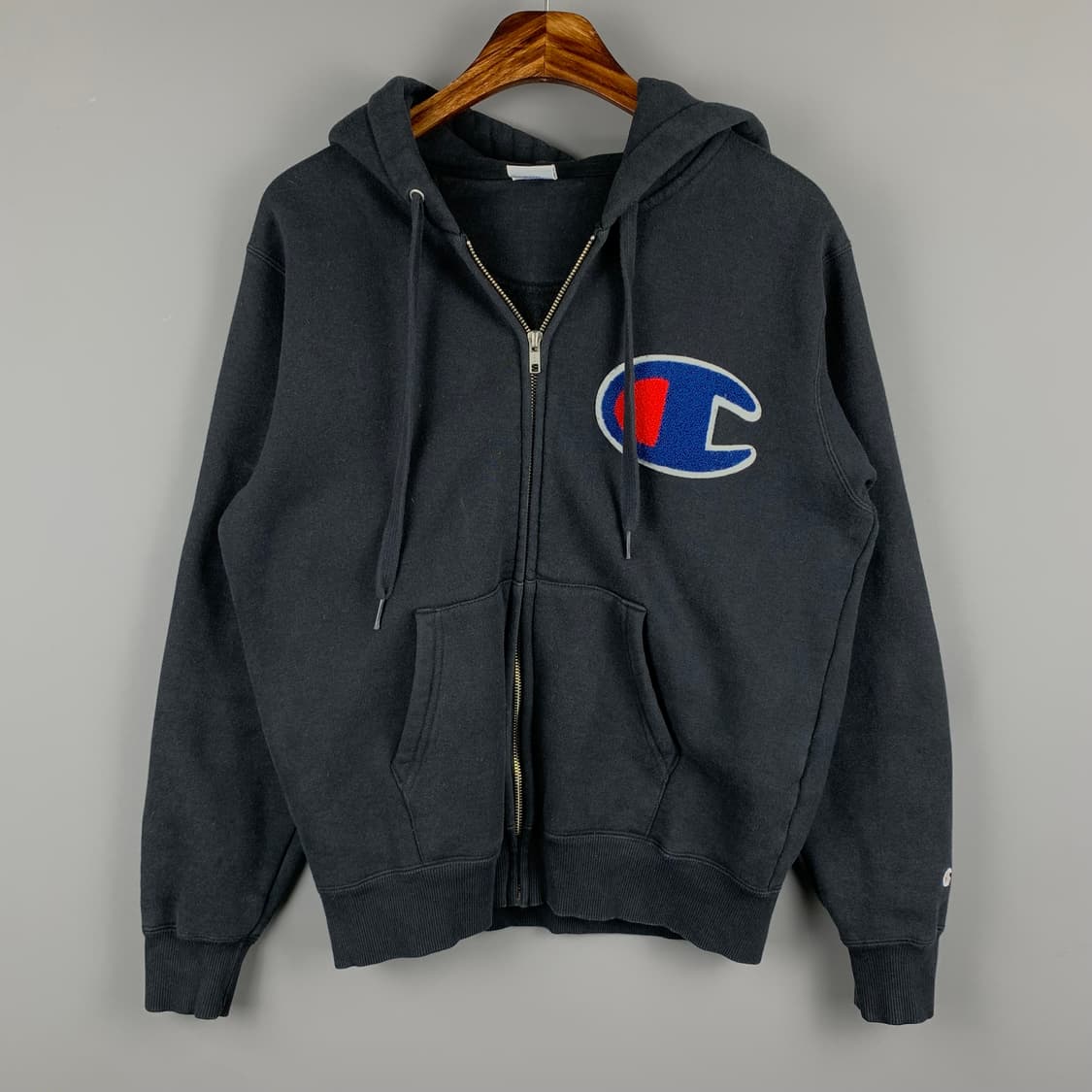 챔피온 빅덤블 블랙 후드집업 상품이미지2