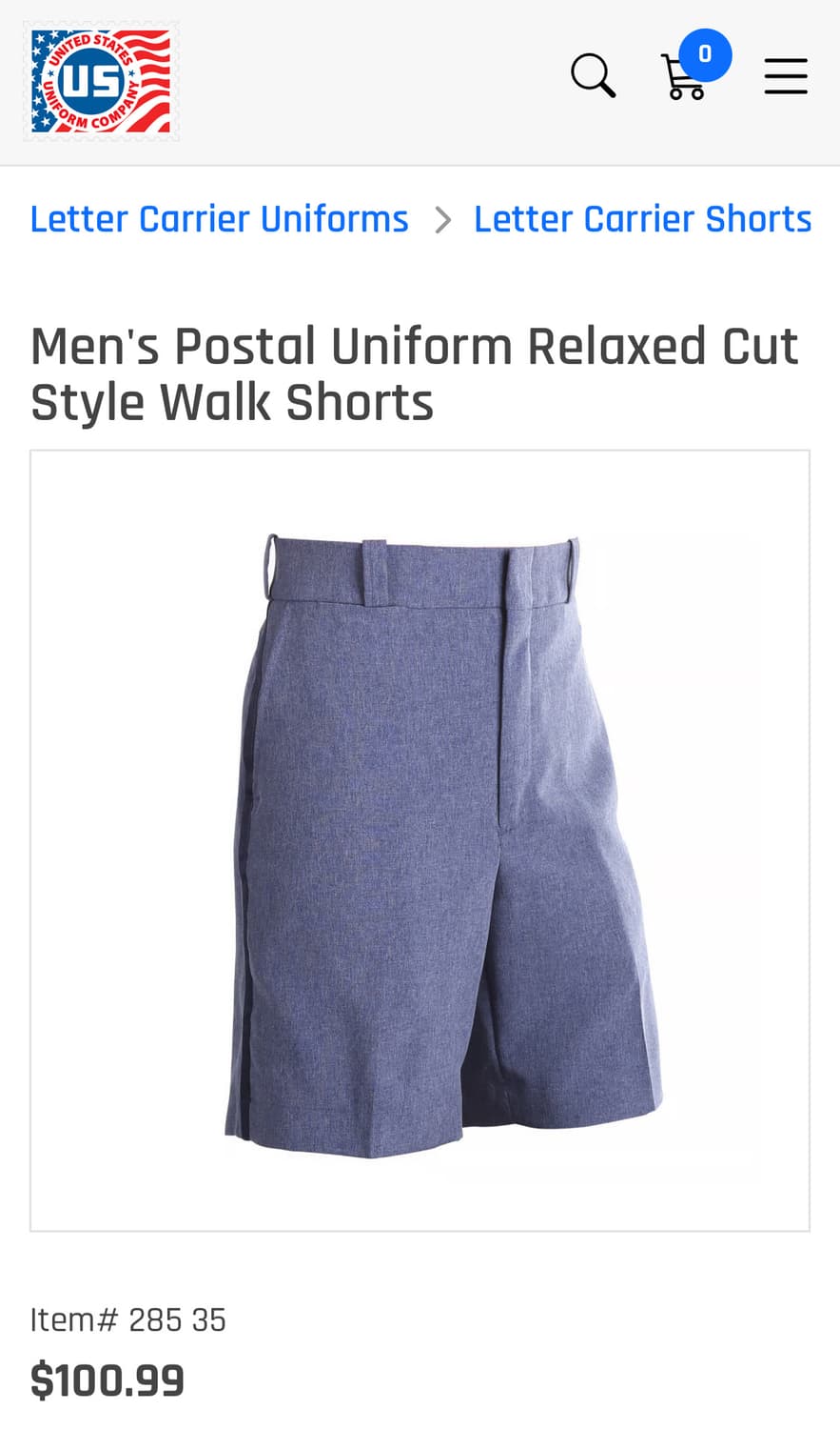 US 포스탈 유니폼웨어 릴렉스 핏 워크 숏츠(35 사이즈) 상품이미지3