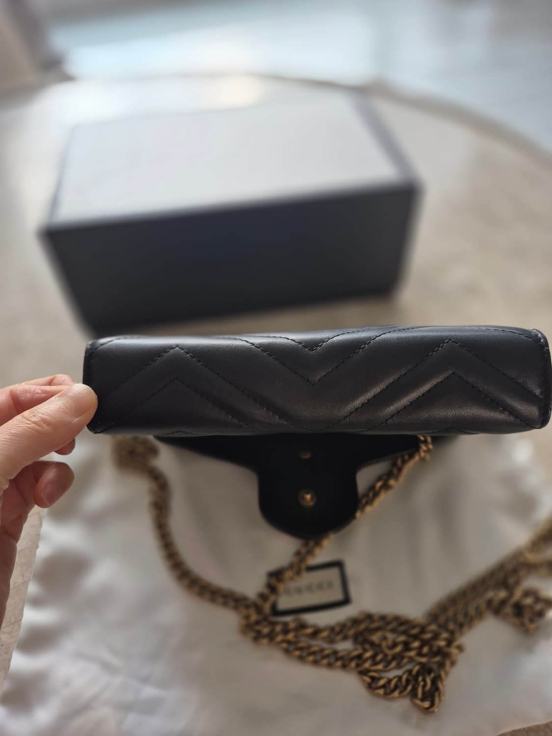 구찌 마몽 마틀라세 쉐브론 레더 미니 체인백 상품이미지7