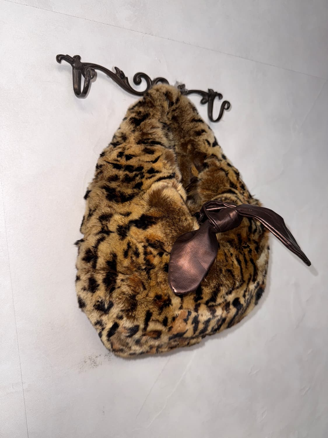 Brown leopard fur ribbon bag 상품이미지2