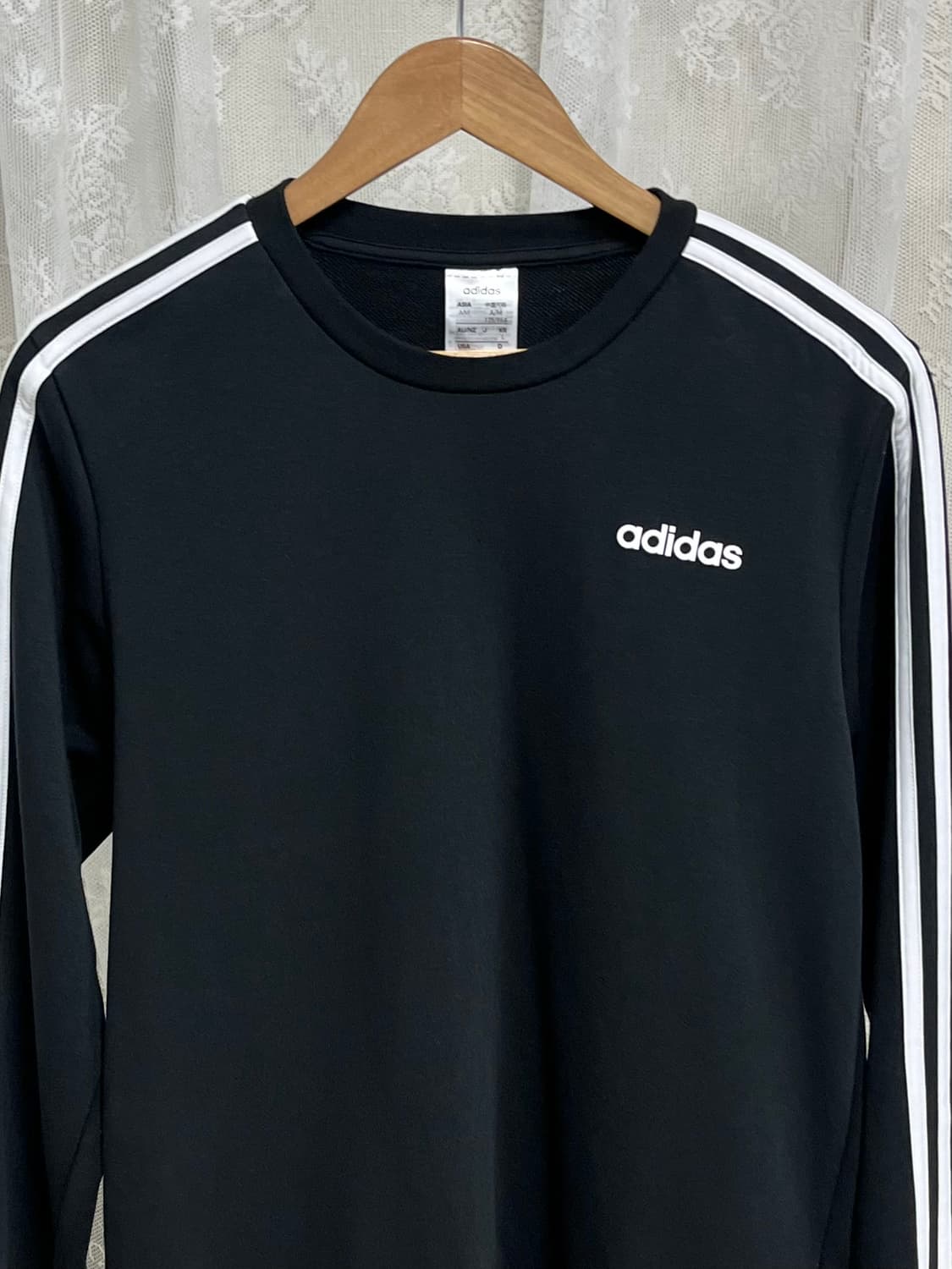 L) 아디다스 3S 맨투맨 블랙 상품이미지3