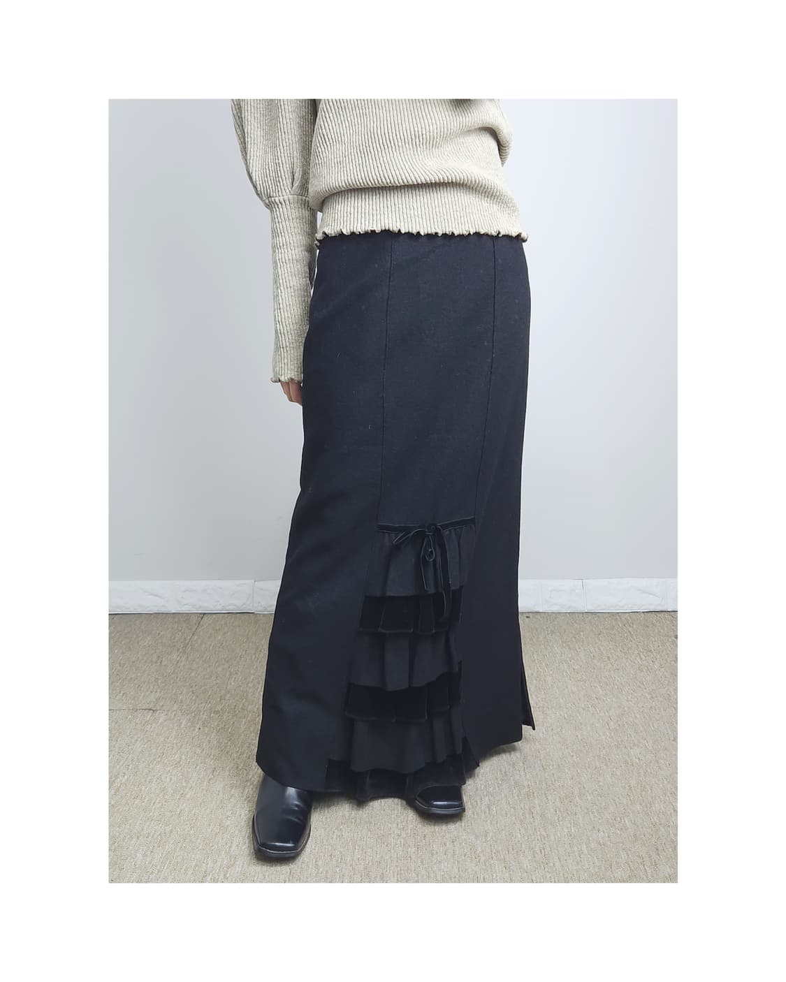 (johanex)벨벳 롱 스커트 상품이미지1