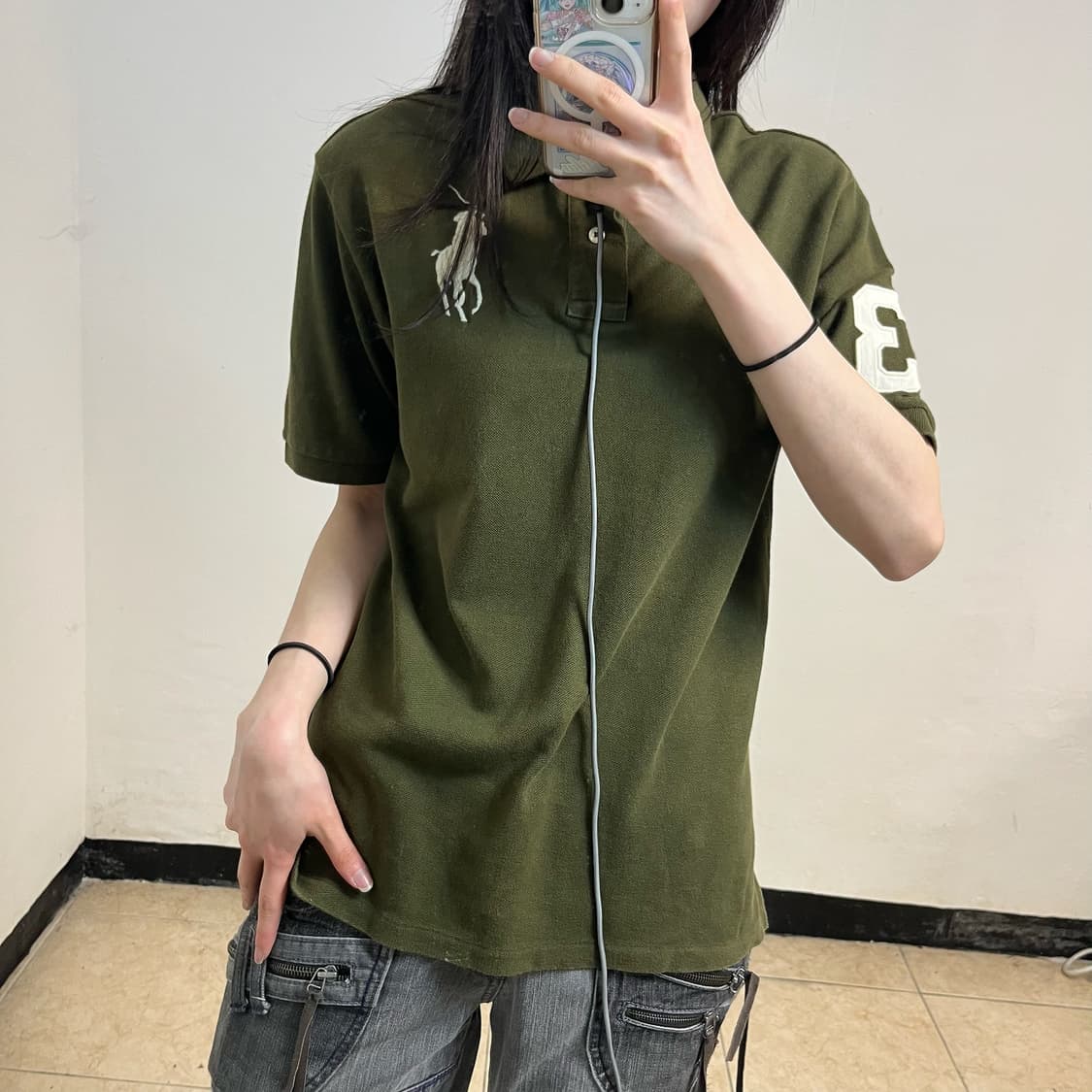 Polo khaki big pony collar T-shirts 상품이미지3