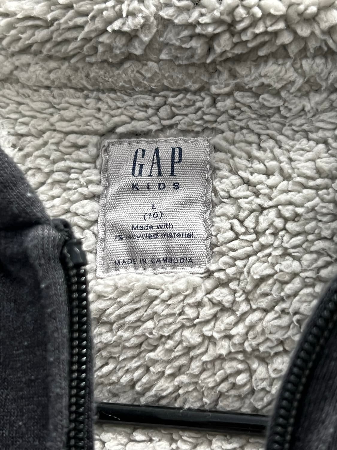 GAP 키즈/우먼스 양털 셰르파 후드 집업 차콜 상품이미지4