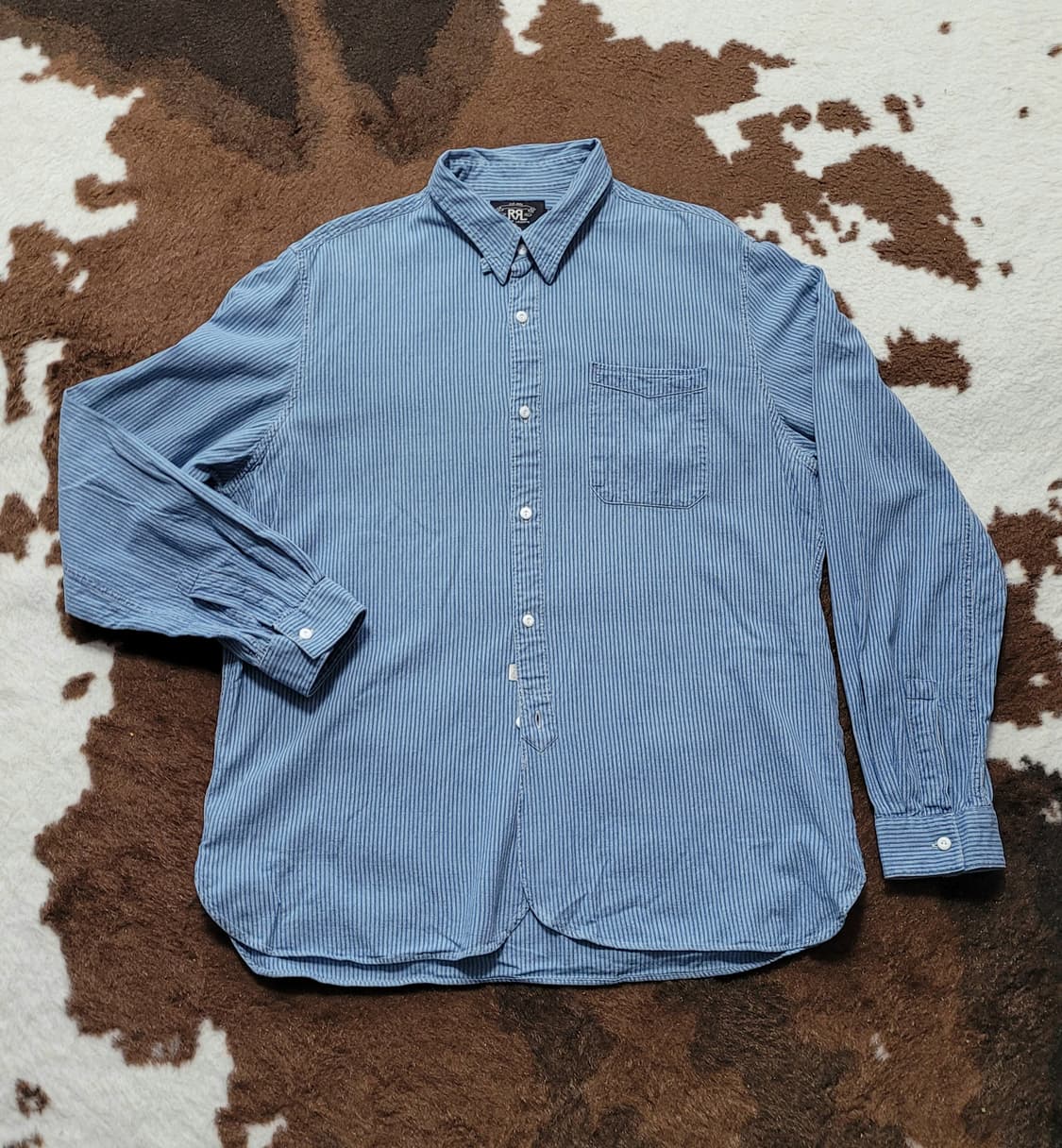 RRL 남성용 블루 스트라이프 남방(XL) 상품이미지2