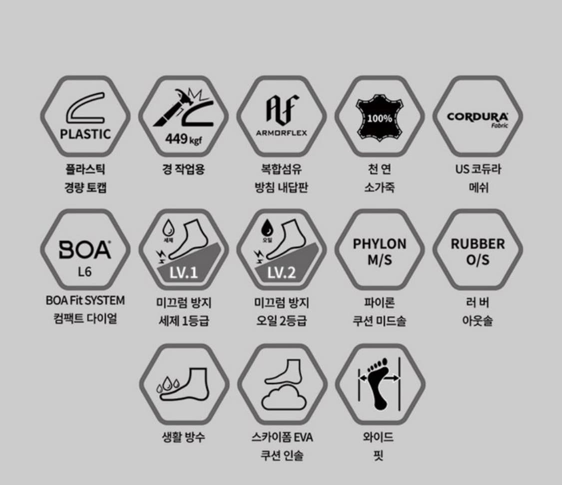 K2 세이프티 다이얼 경량 와이드핏 안전화 작업화 255 상품이미지9