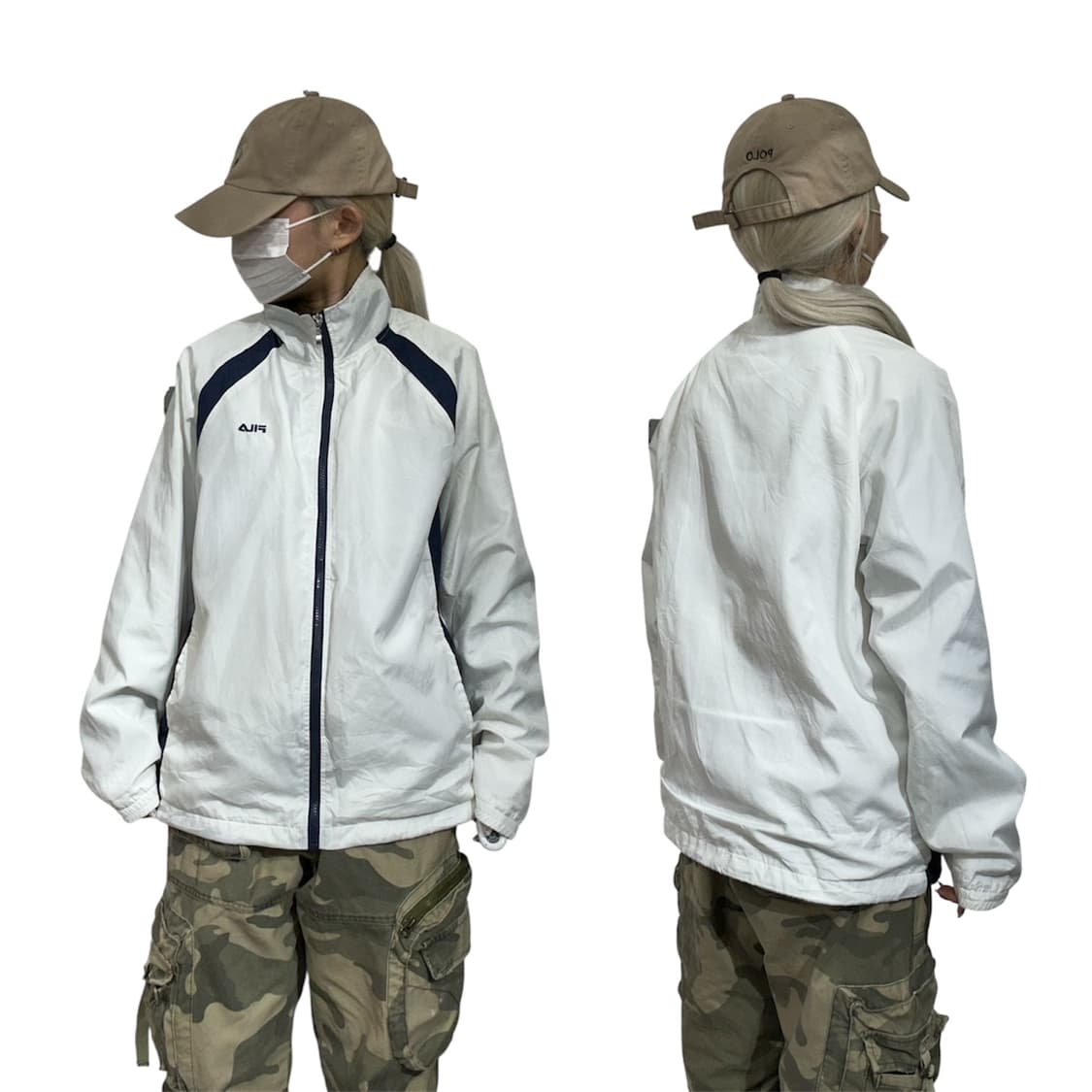 휠라 화이트 오버핏 바람막이 트랙 자켓 M 상품이미지1