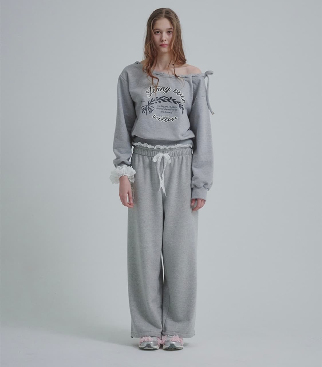 Jenny over willow 오프숄더 스웻셔츠 그레이 상품이미지5