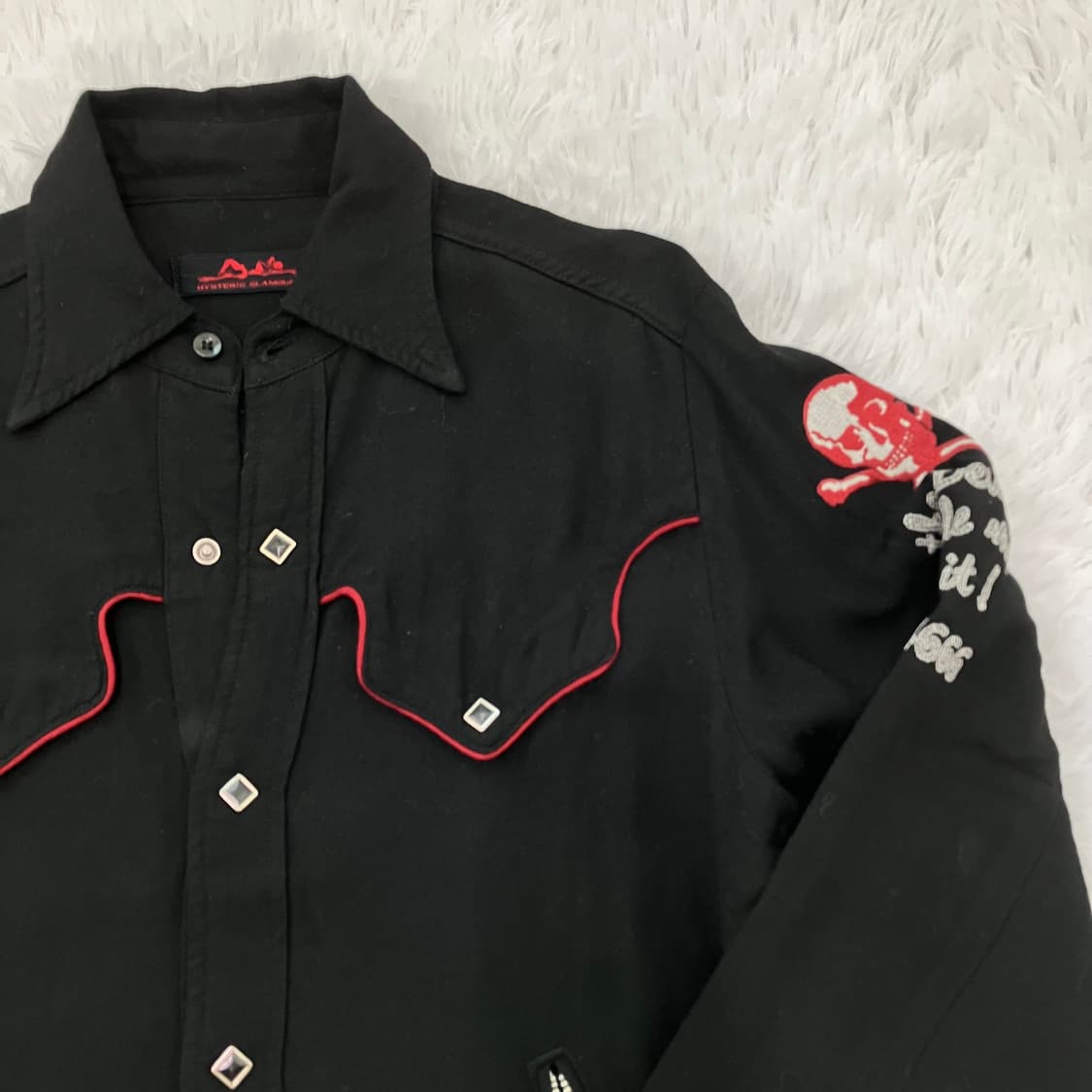 빈티지 히스테리 글래머 스컬 버튼셔츠 y2k 스트릿 갸루 펑키 일본빈티지 상품이미지7