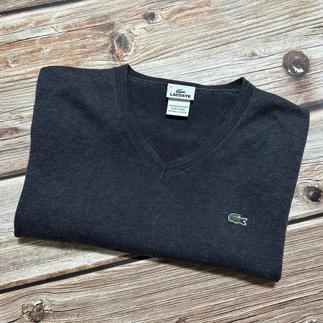 Lacoste 라코스테 V넥 코튼 니트 그레이 색상 4사이즈 상품이미지5