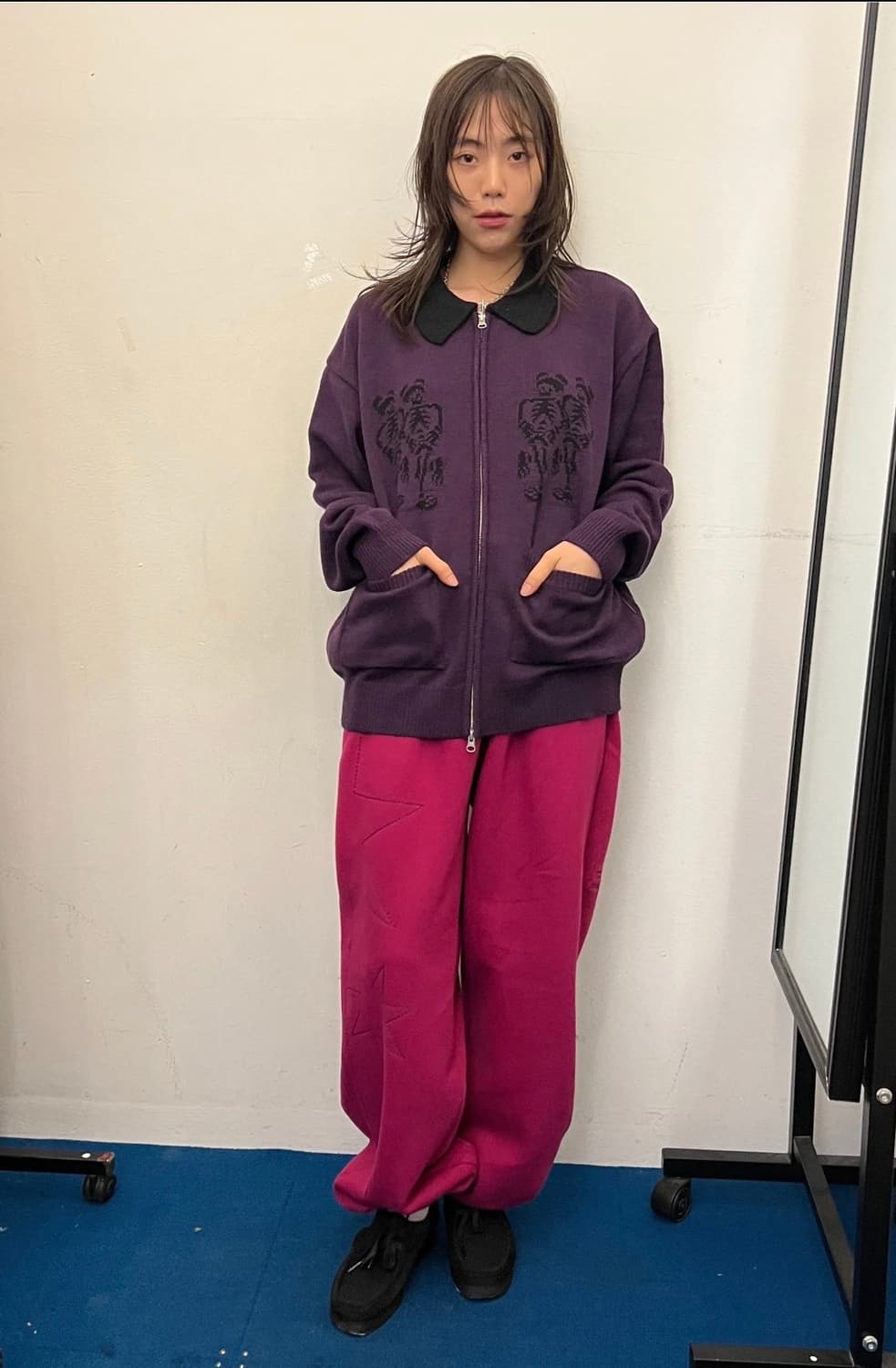 DANCING SKELETONS ZIP POLO KNIT_PURPLE(N 상품이미지4