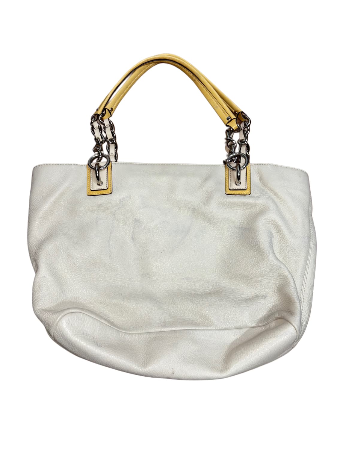 코치 크림& 옐로우 실버금장 토트백 상품이미지4