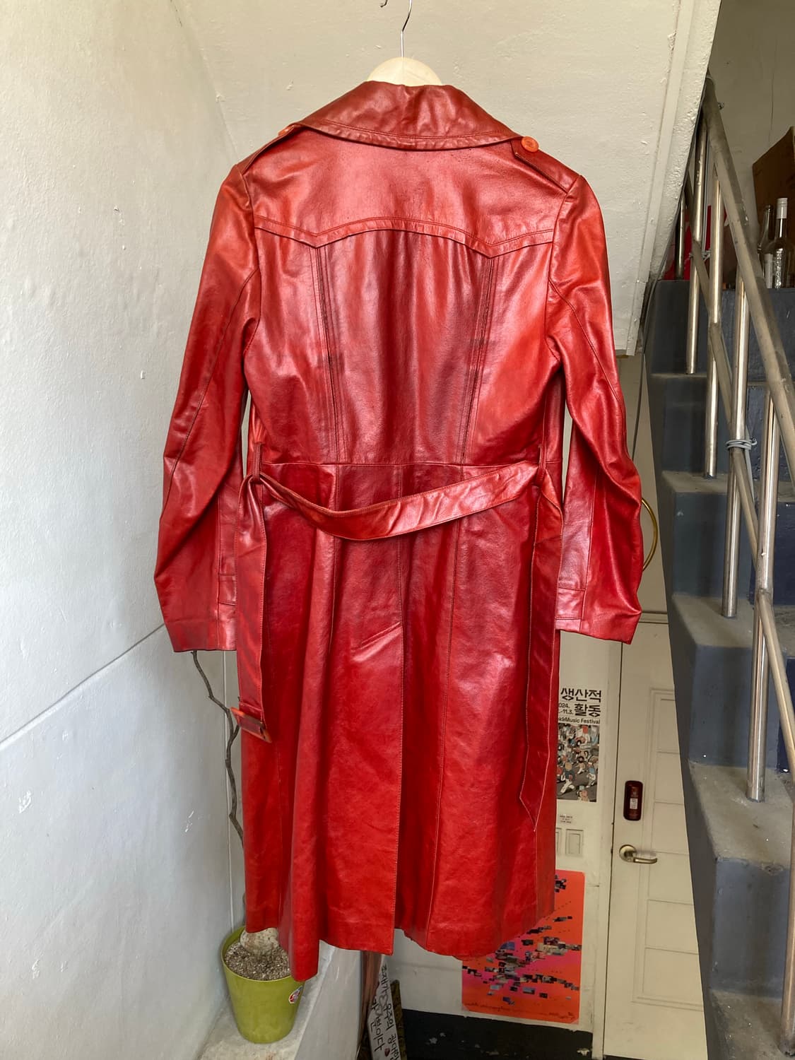 리얼 레더 버건디 브릭 코트 상품이미지5