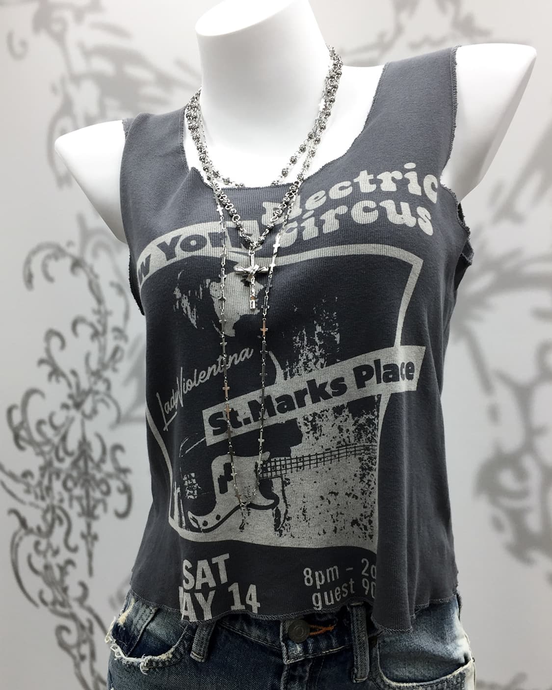 Y2K printing crop sleeveless 상품이미지1