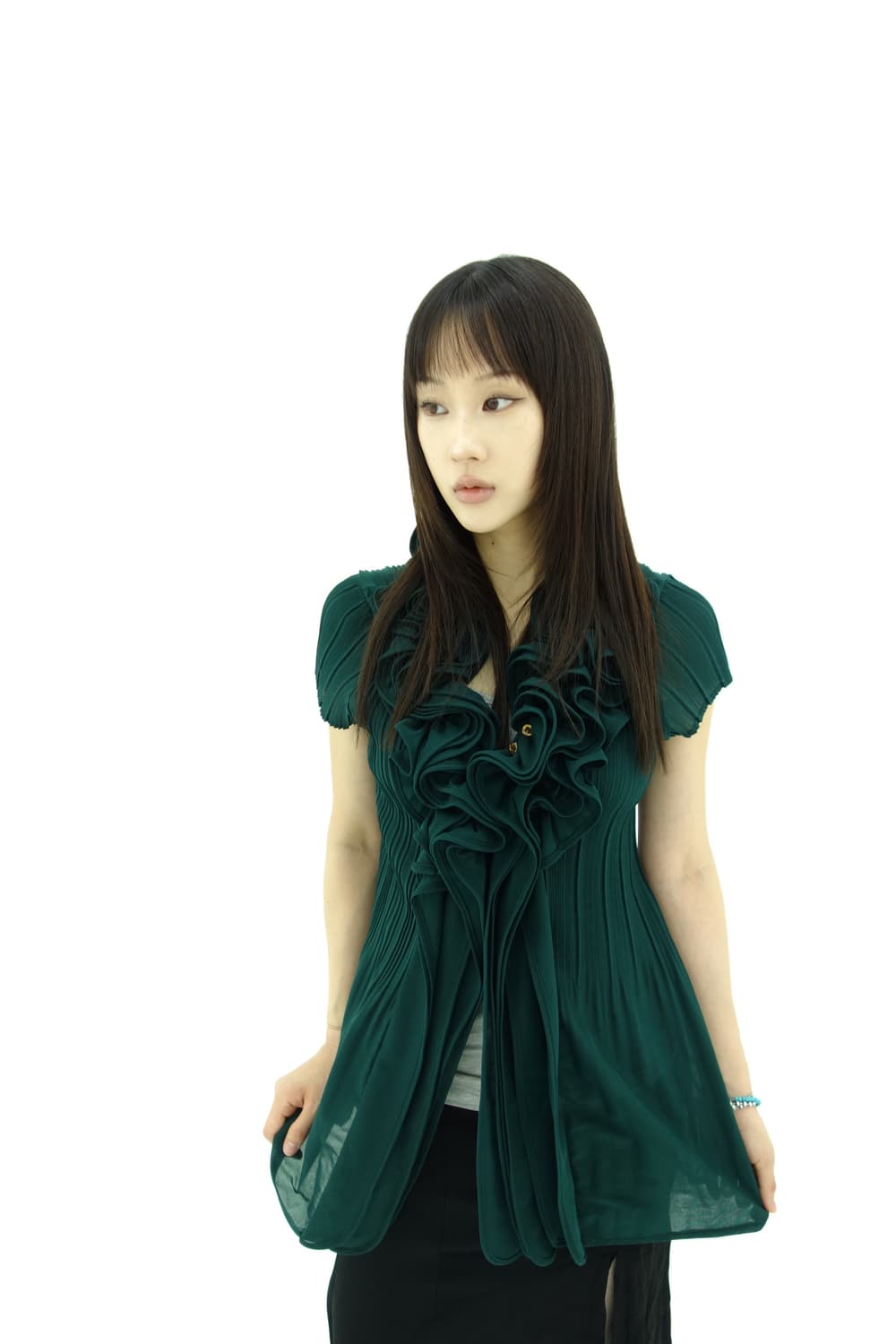 플리츠 러플 반팔 자켓 상품이미지3