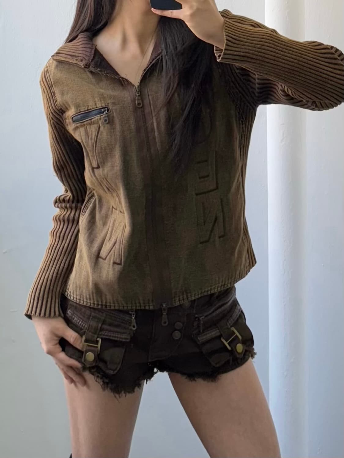 Vintage Brown Two-way Knit Zip-up 상품이미지3