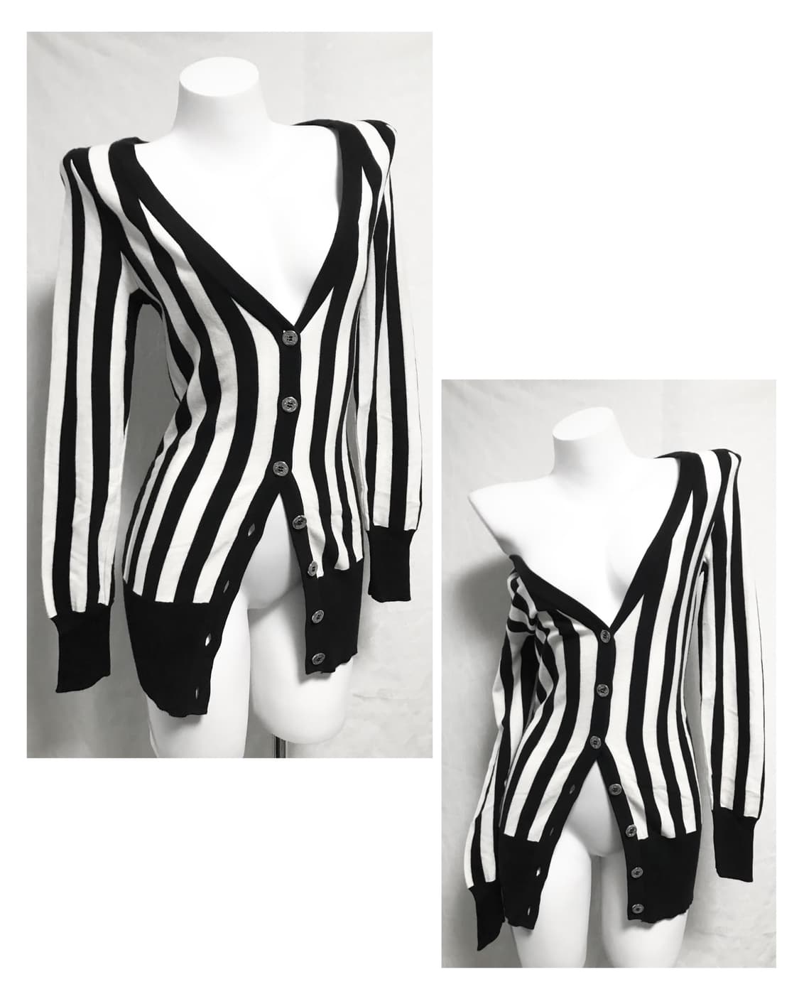 빈티지 cecil mcbee 세실맥비 오네갸루 스트라이프 딱붙 가디건 탑 상품이미지1