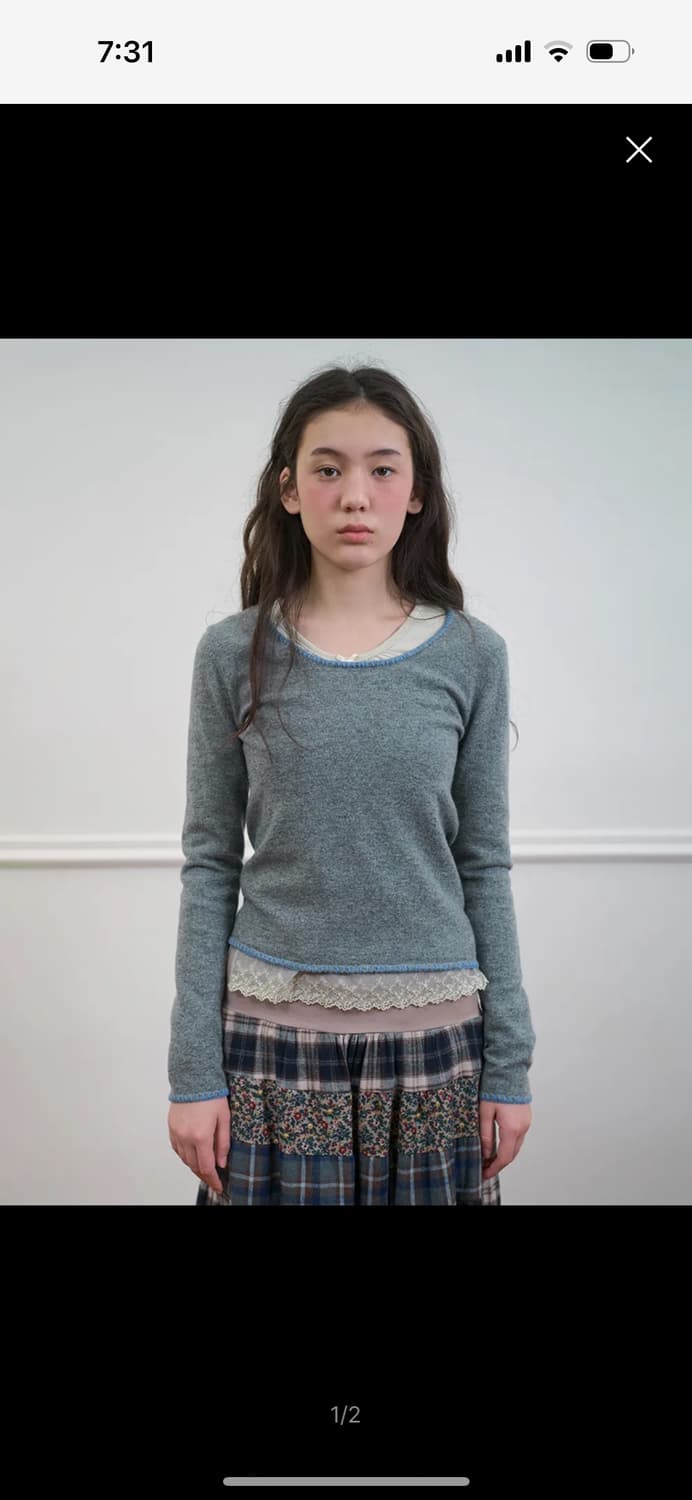 노컨텐츠 266. 스티치 니트 _ 그레이 상품이미지1