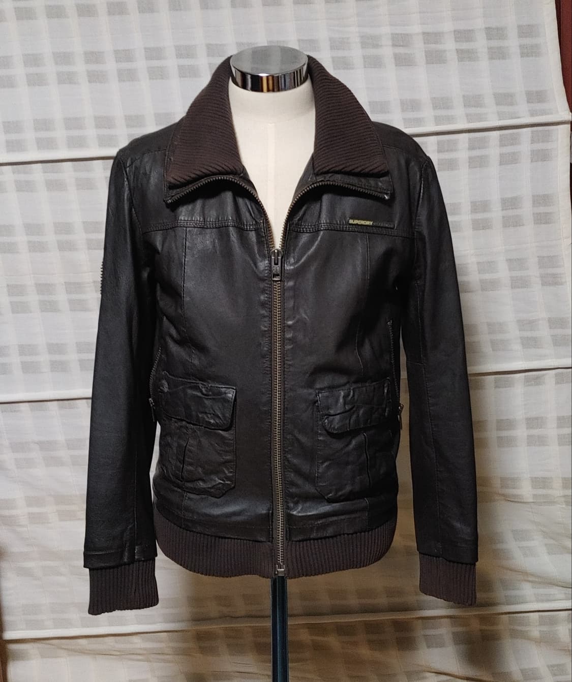 (100% 가죽) 슈퍼드라이 브라운 가죽 자켓 S (90~95) 상품이미지1
