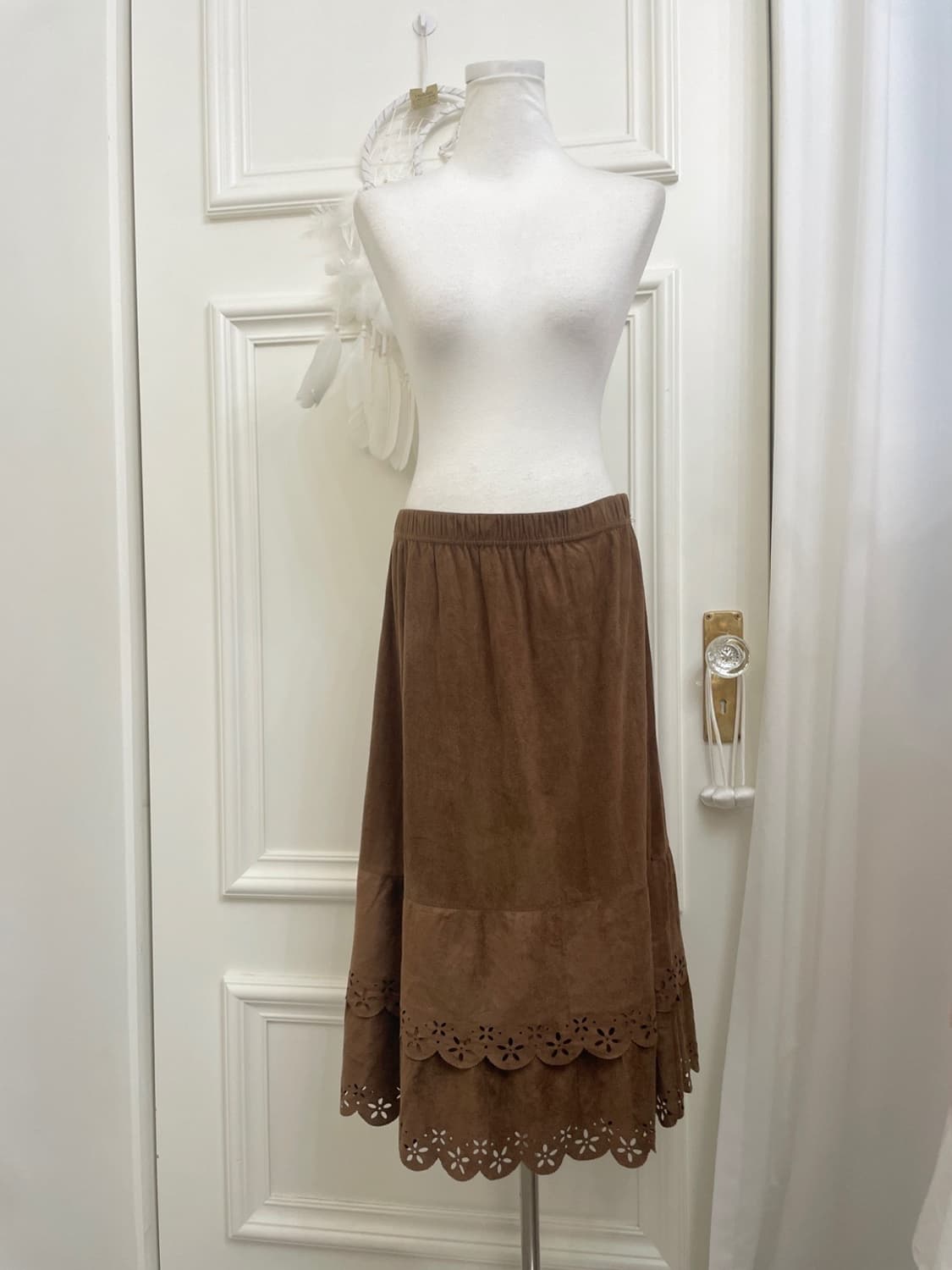 brown suade under lace point banding ski 상품이미지1