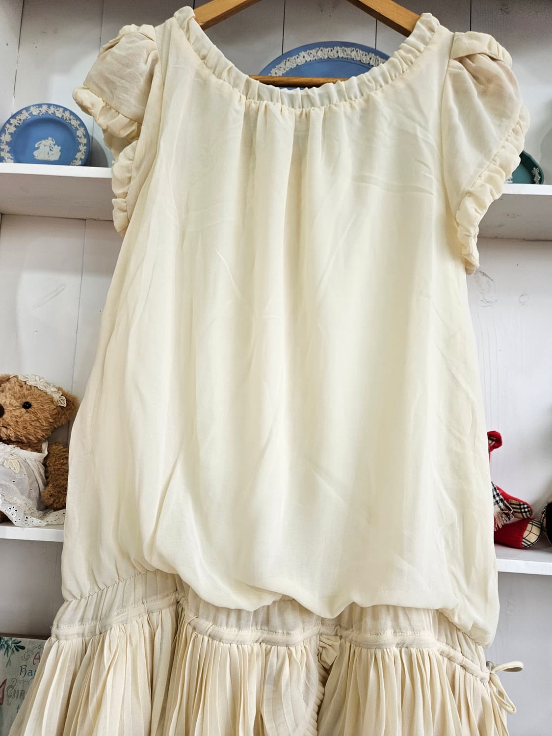 크림 프릴 쉬폰 원피스 상품이미지6