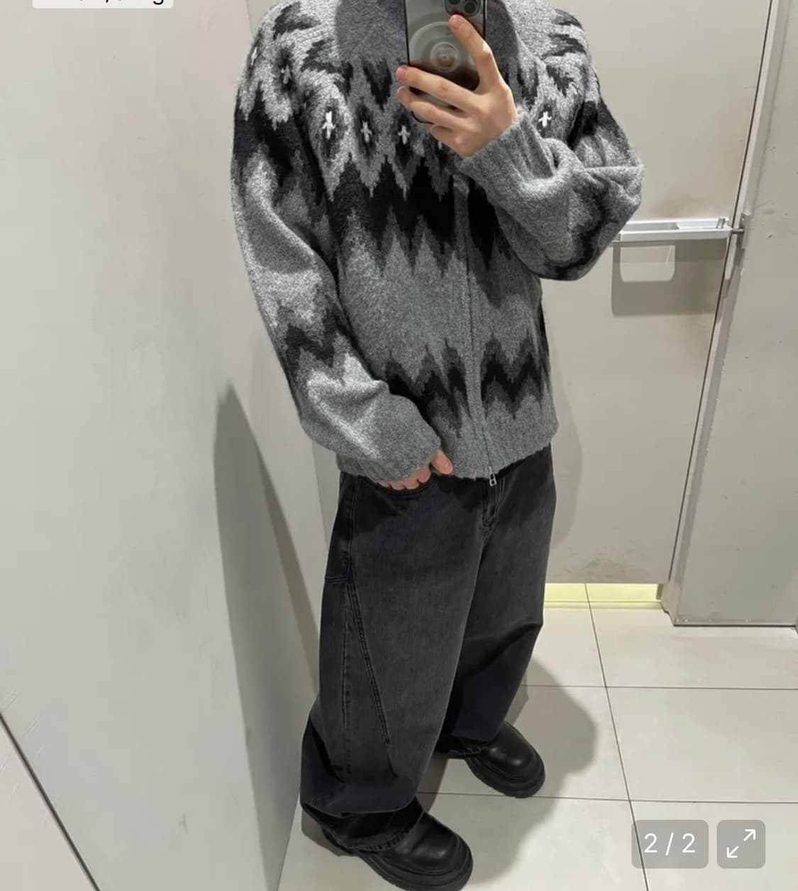 인사일런스 노르딕 라운드 집업 GREY L사이즈 상품이미지2