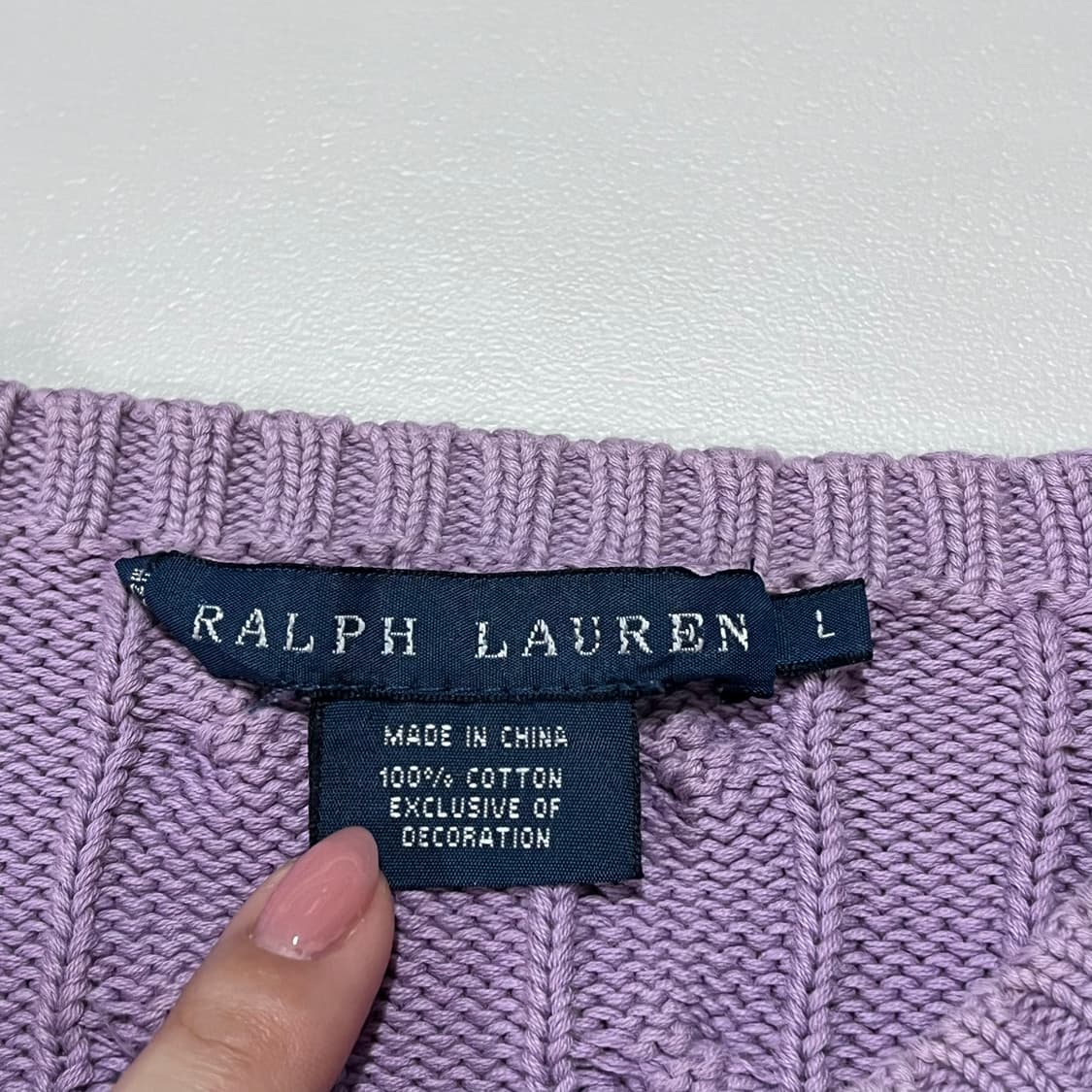 [정품] 폴로 보라 / 네이비포니 꽈배기 니트 [ L ] 상품이미지4