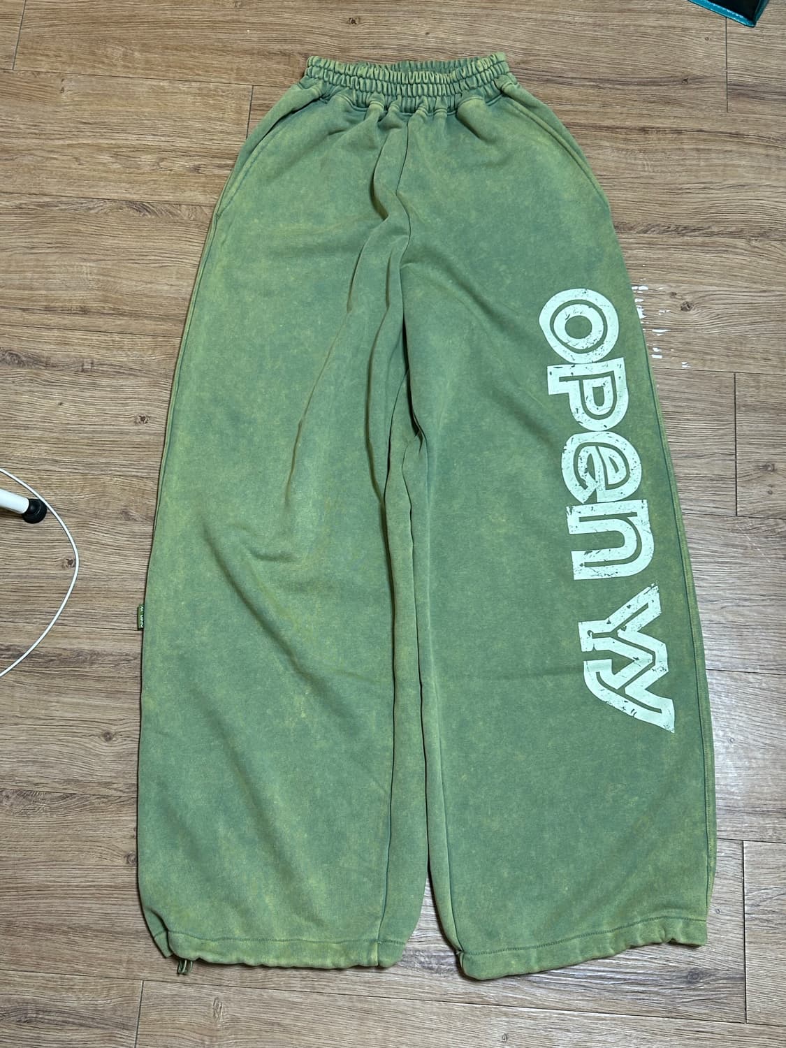 오픈와이와이 와이드 스웨트팬츠 그린 상품이미지2