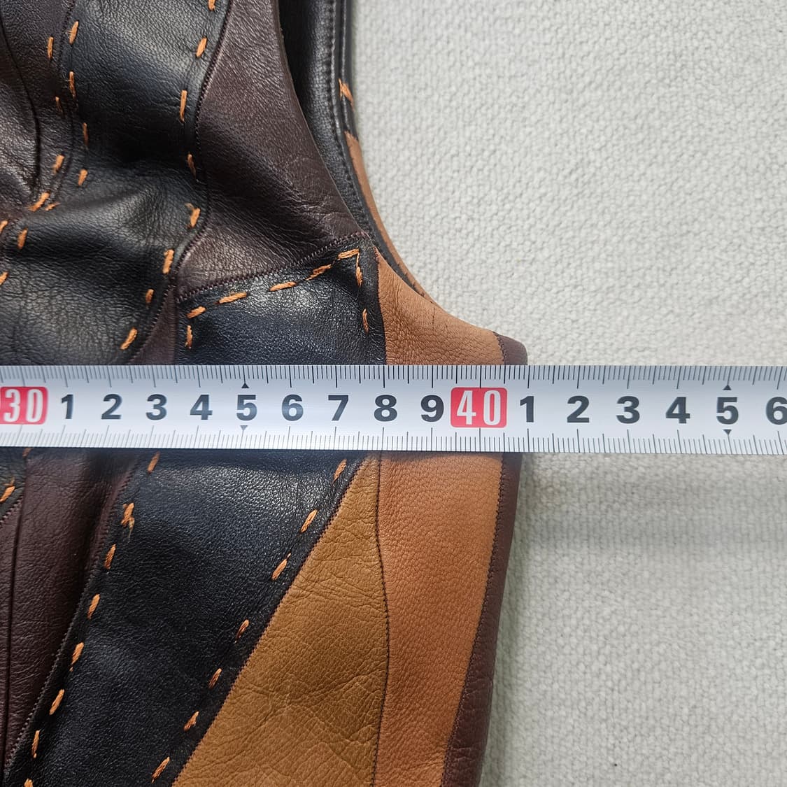 85 루비나 여성 가죽 패치워크 베스트 0317Y 상품이미지5