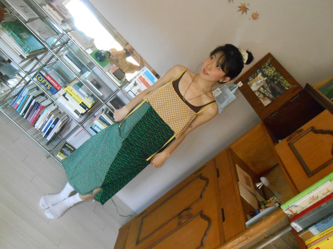 러브레터 컬러블록 슬립 롱 원피스 상품이미지2