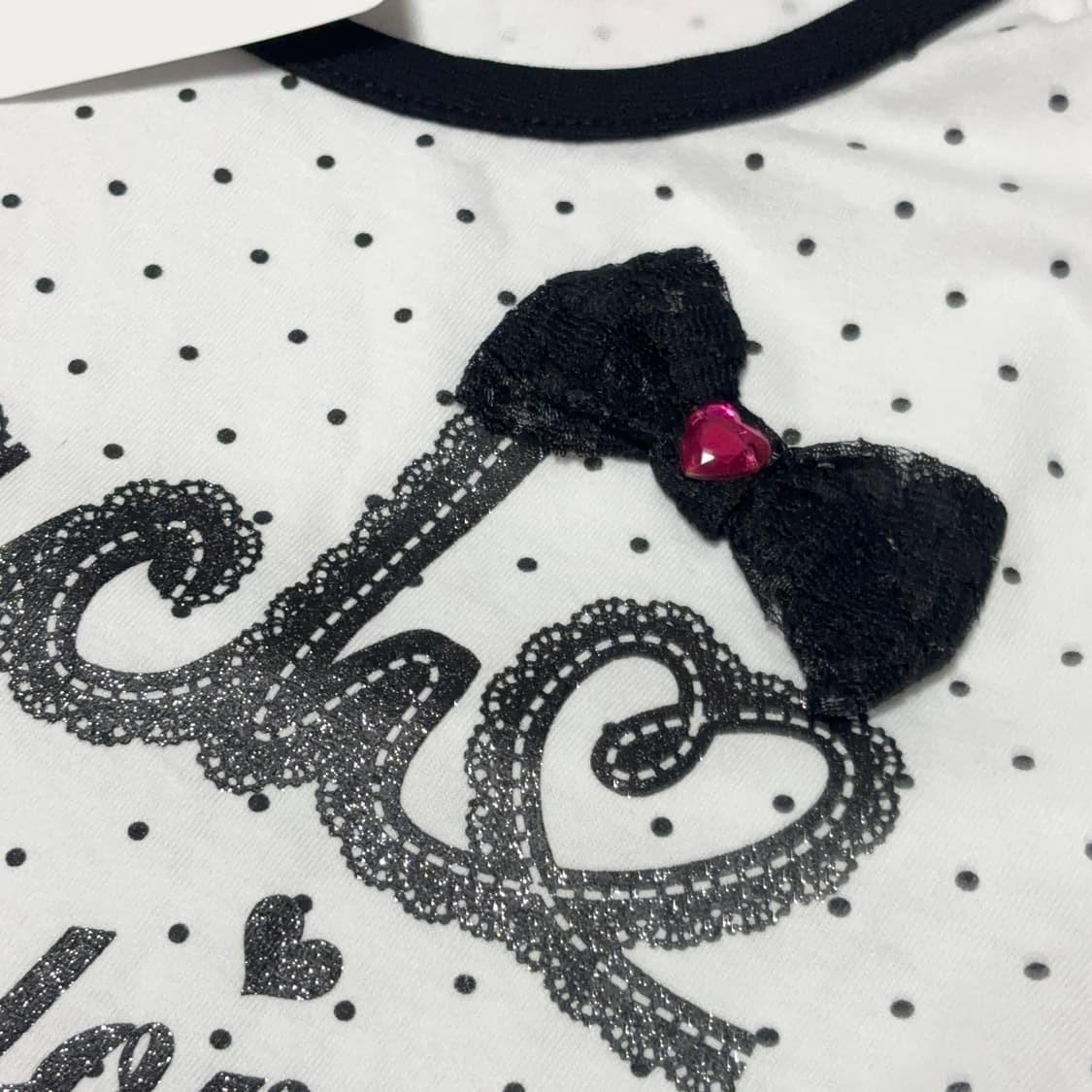 헤이세이 글리터 레터링 도트 큐빅 리본 탑 상품이미지4