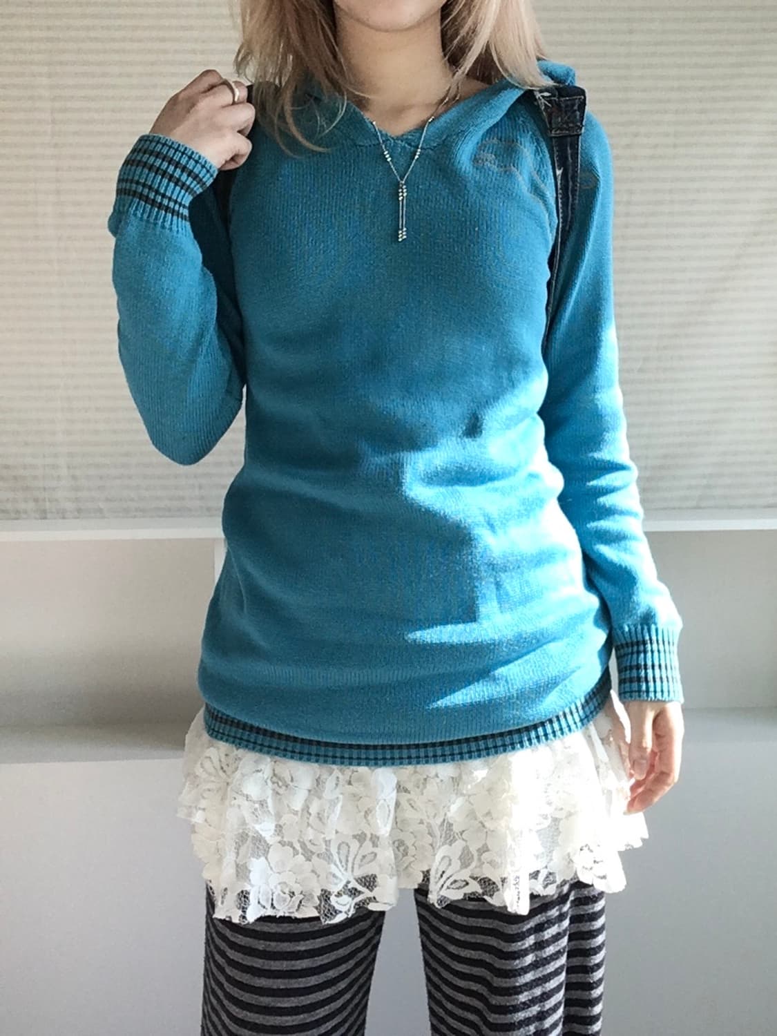 jpn vintage puma aquablue hood knit ops 상품이미지3
