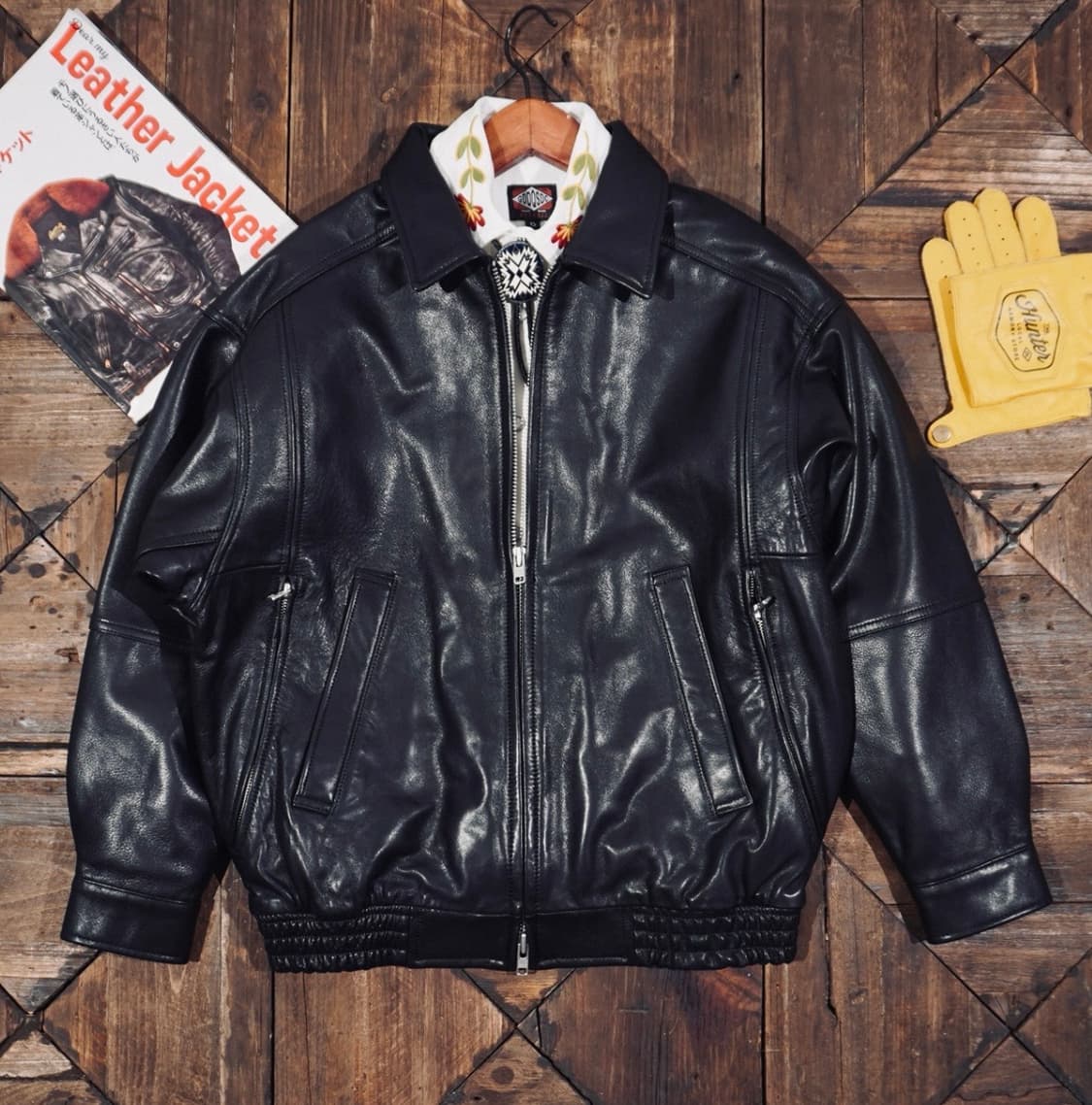 veluokldly 풀그레인 베지터블 소가죽 블루종  상품이미지2