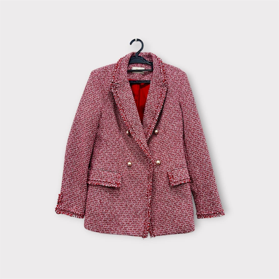 지고트 레드 트위드 자켓 55-66사이즈 상품이미지1